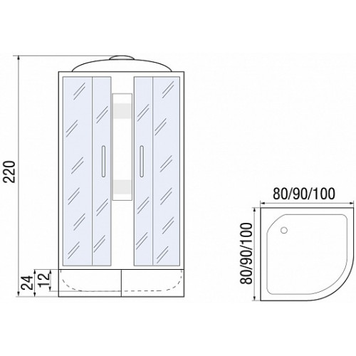 River Душевая кабина Nara Light XL 90/24 MT