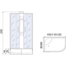 Мономах Душевая кабина 120x80 XL Б/К 120/80/44 МЗ L