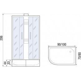 River Душевая кабина Nara Б/К XL 100/80/44 MT R