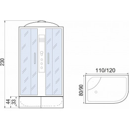 River Душевая кабина Dunay XL 120/80/44 TH R