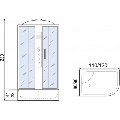 River Душевая кабина Dunay XL 120/80/44 TH R