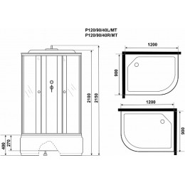 Niagara Душевая кабина Promo P120/90/40L/MT