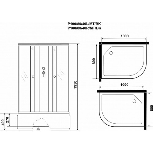 Niagara Душевая кабина Promo P100/80/40L/MT/BK
