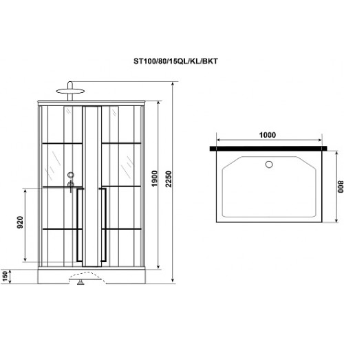 Niagara Душевая кабина Standart 100x80 L черная