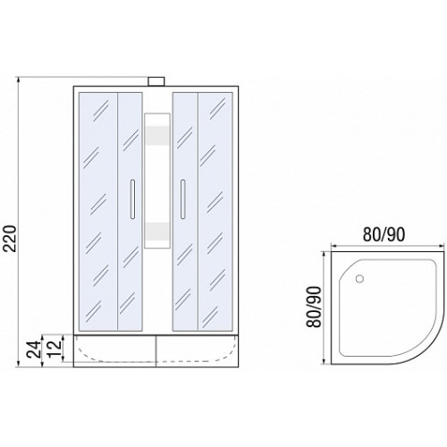 River Душевая кабина Nara Light Б/К XL 90/24 MT