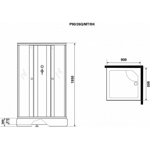 Niagara Душевая кабина Promo P90/26Q/MT/BK