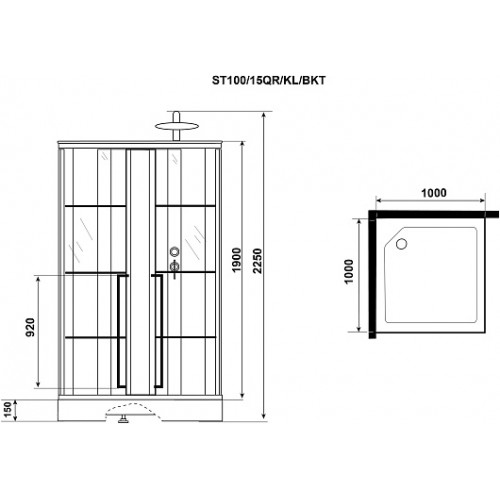 Niagara Душевая кабина Standart 100x100 R черная