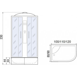 Мономах Душевая кабина 100x80 XL 100/80/44 МЗ R