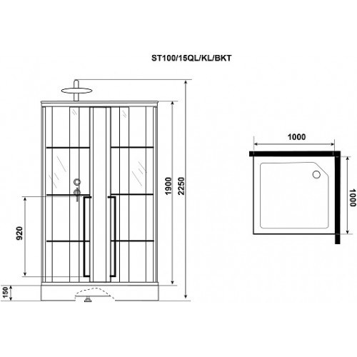 Niagara Душевая кабина Standart 100x100 L черная