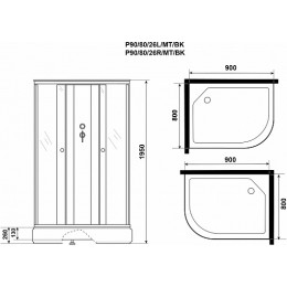 Niagara Душевая кабина Promo P90/80/26R/MT/BK