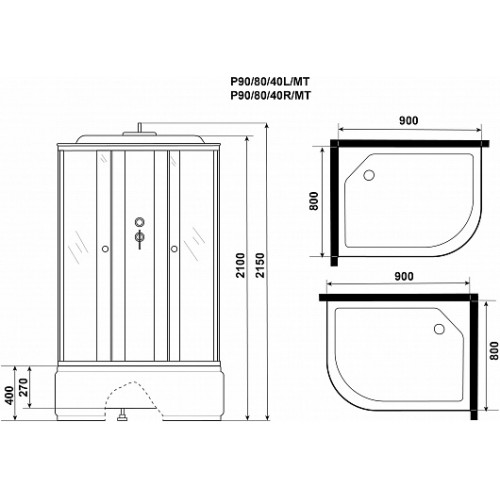 Niagara Душевая кабина Promo P90/80/40L/MT