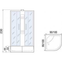 Мономах Душевая кабина 90x90 XL Б/К 90/44 С МЗ