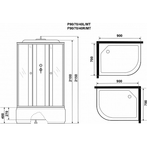 Niagara Душевая кабина Promo P90/70/40L/MT