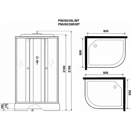 Niagara Душевая кабина Promo P90/80/26L/MT