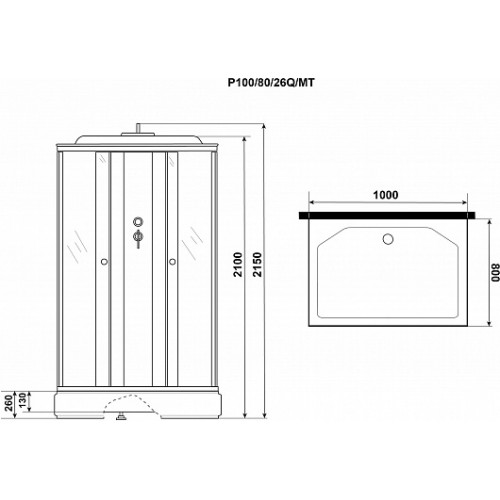 Niagara Душевая кабина Promo P100/80/26Q/MT