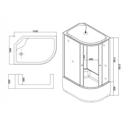 Taliente Душевая кабина 120/80 TA-12080M(L)