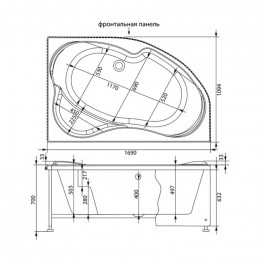 Фронтальная панель для ванны Aquanet Capri 170 R 155532