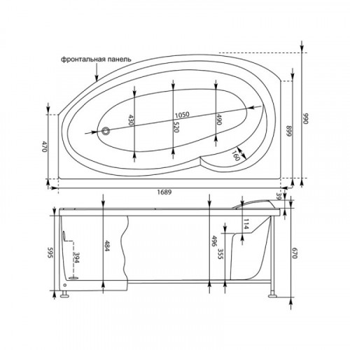 Фронтальная панель для ванны Aquanet Jersey 170 L/R 177921