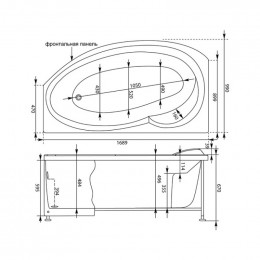 Фронтальная панель для ванны Aquanet Jersey 170 L/R черная 179353
