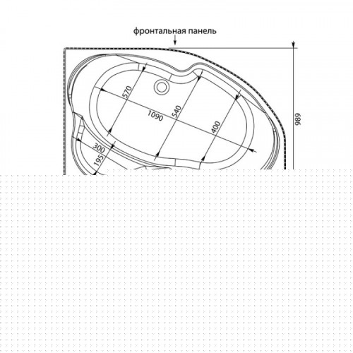 Фронтальная панель для ванны Aquanet Capri 160 R черная 176557