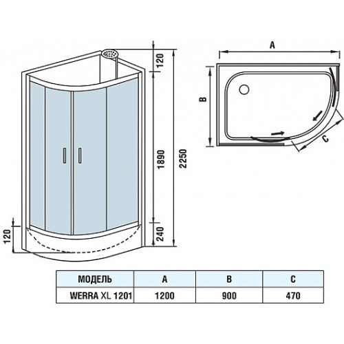 WeltWasser Душевая кабина Werra XL 1201 L