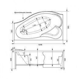 Фронтальная панель для ванны Aquanet Palma 170 L черная 176039