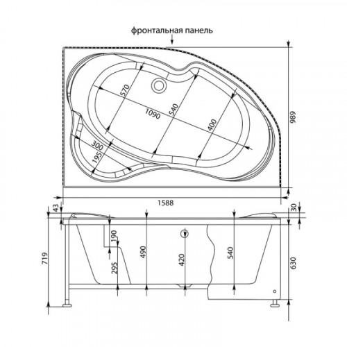 Фронтальная панель для ванны Aquanet Capri 160 R 176555