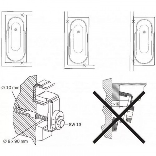Комплект для крепления ванны к стене Kaldewei Bath Master 687675130000