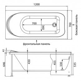Фронтальная панель для ванны Aquanet West 120 186457