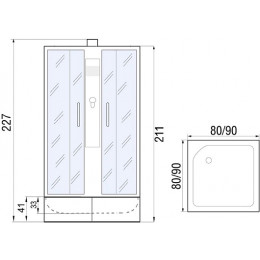 River Душевая кабина Quadro Б/К XL 90/41 MT