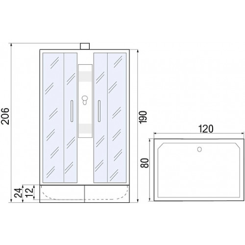 River Душевая кабина Quadro Б/К 120/80/24 MT