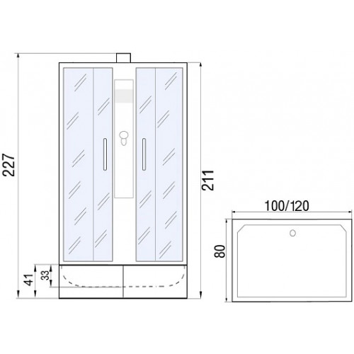 River Душевая кабина Quadro Б/К XL 100/80/41 MT