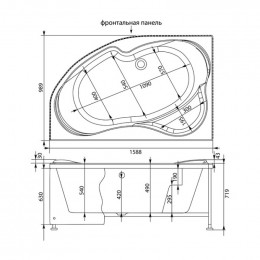 Фронтальная панель для ванны Aquanet Capri 160 L черная 176556
