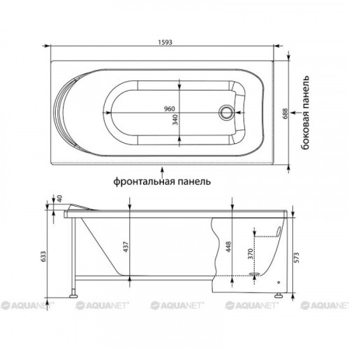 Фронтальная панель для ванны Aquanet Nord 160(233623)