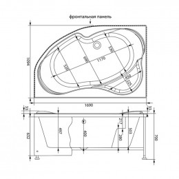 Фронтальная панель для ванны Aquanet Capri 170 L черная 165308
