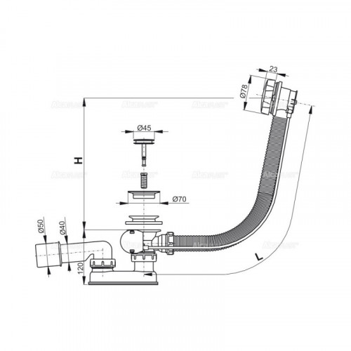 Слив-перелив AlcaPlast A55K-100-RU-01