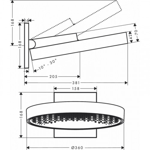 Верхний душ Hansgrohe Rainfinity 26230000, 360*360 мм, 1 режим струи, хром