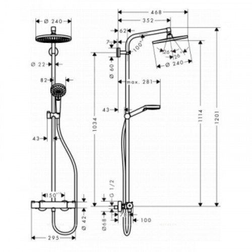 Душевая система Hansgrohe Crometta S 27268000 с термостатом хром