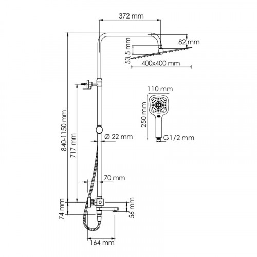 Душевая система WasserKRAFT A199.119.065.010.CH Thermo хром