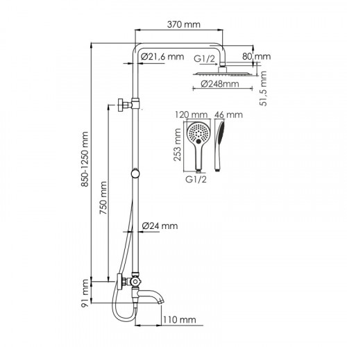 Душевая система WasserKRAFT A188.257.155.WM Thermo белая