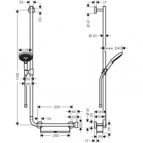 Душевой гарнитур Hansgrohe Raindance Select S 120 U'Comfort 26324400, цвет белый/хром