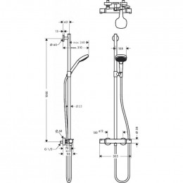 Душевой комплект Hansgrohe Croma Select E SemiPipe Multi 27248400 с термостатом