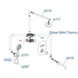 WasserKRAFT A175817 Thermo Встраиваемый комплект для ванны с верхней душевой насадкой, лейкой и изливом