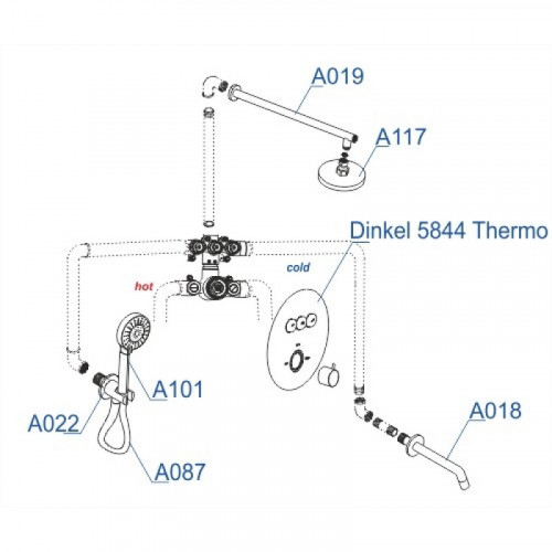 WasserKRAFT A175817 Thermo Встраиваемый комплект для ванны с верхней душевой насадкой, лейкой и изливом