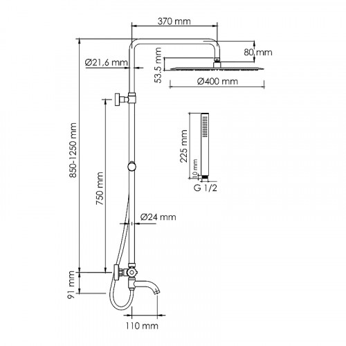 Душевая система WasserKRAFT A188.117.101.087.CH Thermo хром