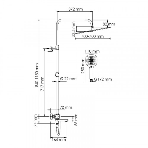 Душевая система WasserKRAFT A199.119.065.087.CH Thermo хром