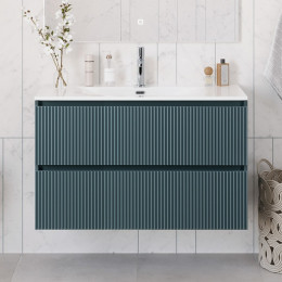 BelBagno Тумба с раковиной Uno 100 подвесная Голубой матовый с раковиной BB-8099-100
