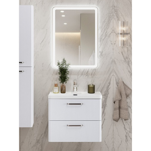 BelBagno Тумба с раковиной Due 50 подвесная Bianco Lucido ручки Матовый атласный никель