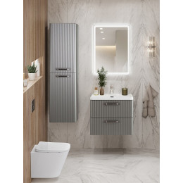 BelBagno Тумба с раковиной Due 60 подвесная Сатин ручки Матовый атласный никель