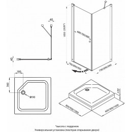 Triton Душевой уголок Форта-Хром 90x90